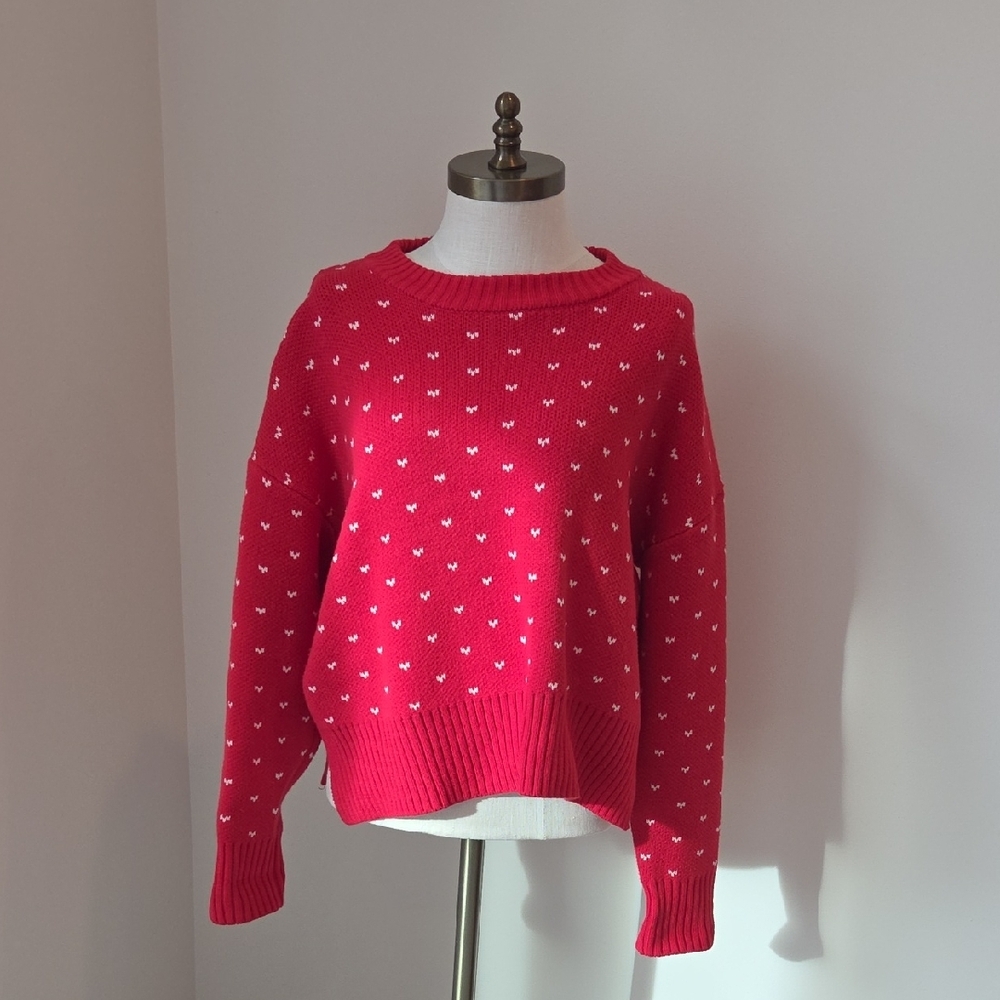 Francesca's Collections Red Sweater with White Accents
